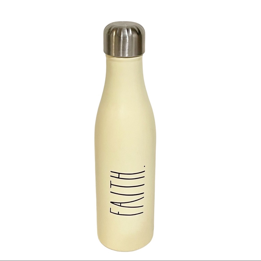 Rae‎ Dunn Cream Faith Stainless Steel Screw Cap Wattle Bottle